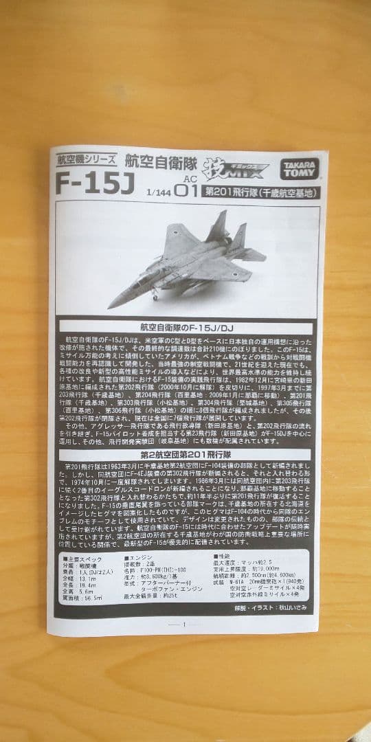 （未使用品）技MIX 航空自衛隊 1/144 F-15J 201飛行隊 AC01