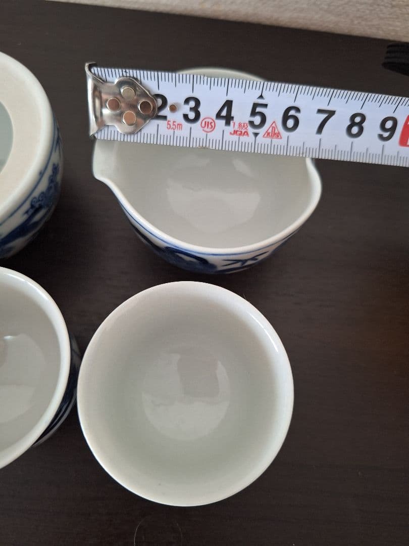 煎茶器 揃 松竹梅 九谷焼 染付 煎茶道具 未使用 湯冷まし 茶杯