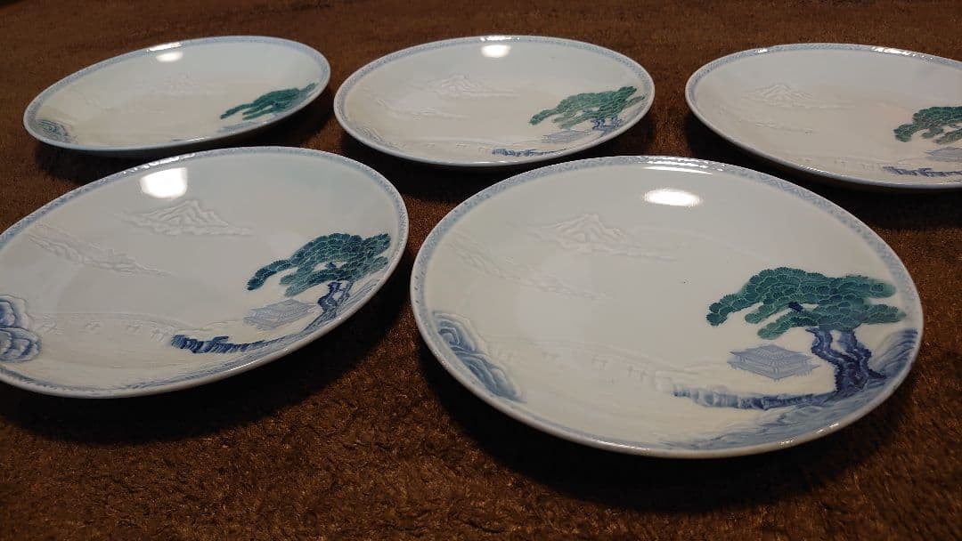 古伊万里　伊万里　染付　中皿　菓子皿 ５客