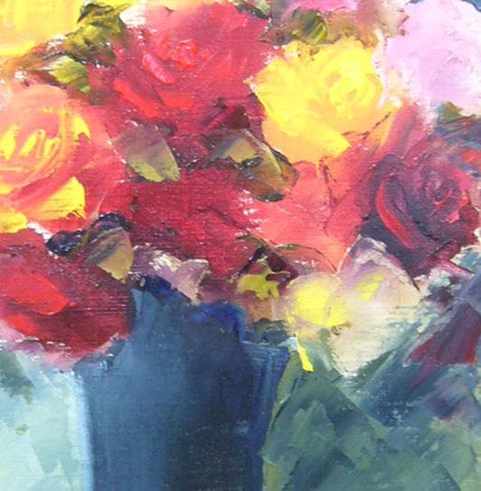 絵画 油絵 青木今陽 肉筆油絵 静物画 薔薇の花