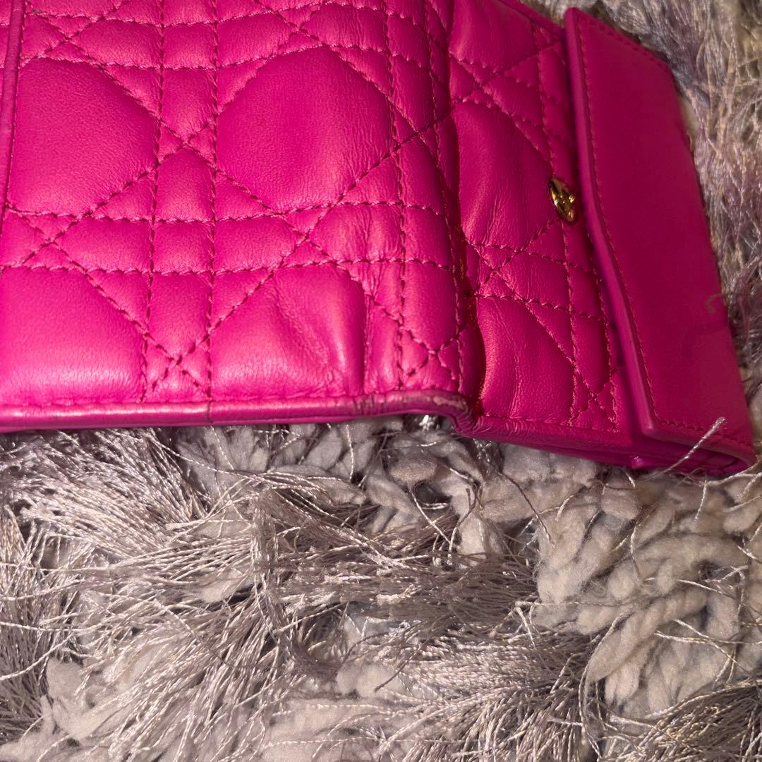 クリスチャンディオール　カナージュ　 ロータスウォレット　ピンク