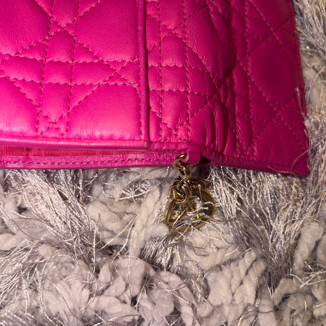 クリスチャンディオール　カナージュ　 ロータスウォレット　ピンク