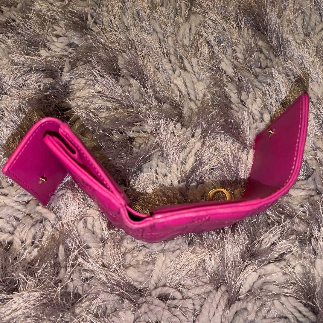 クリスチャンディオール　カナージュ　 ロータスウォレット　ピンク