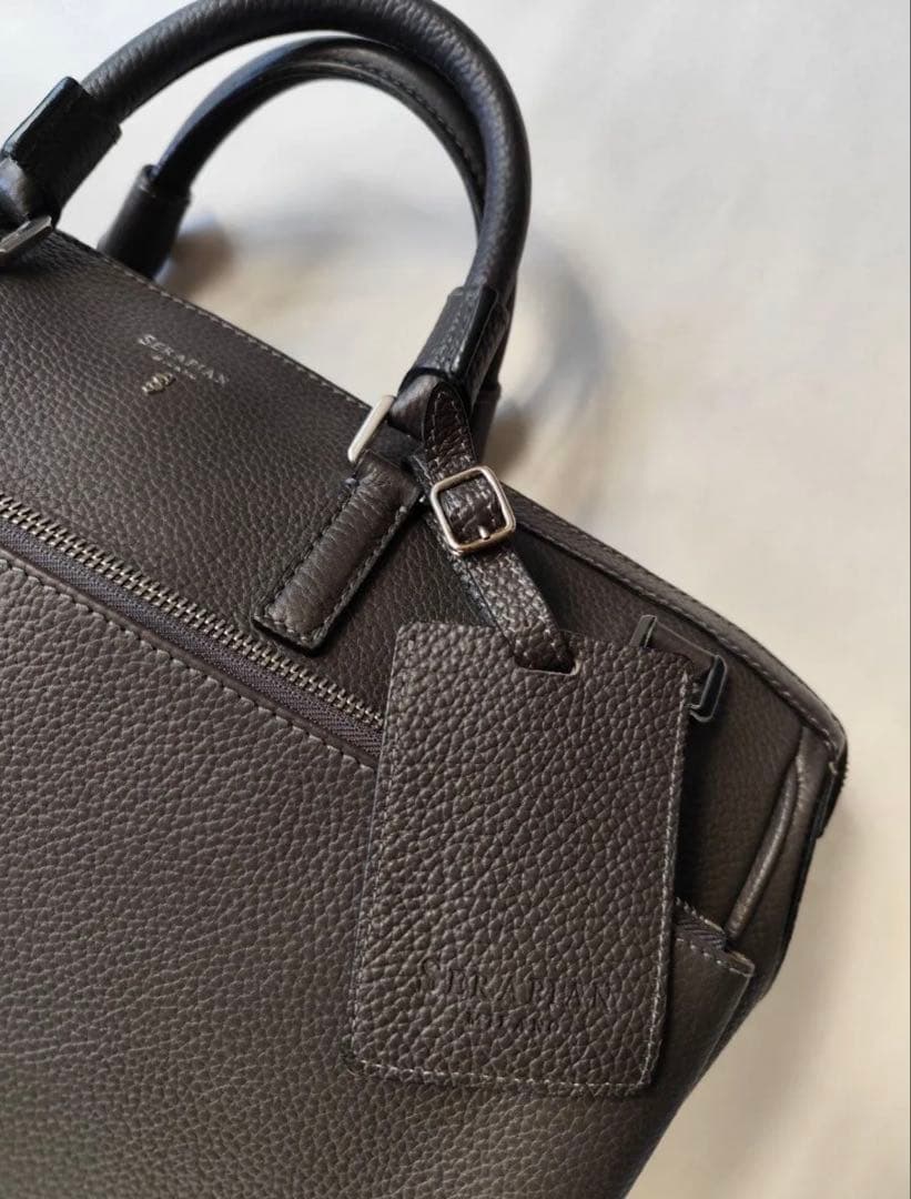 r*様 セラピアン カシミヤレザー ブリーフケース ビジネスバッグ　グレー