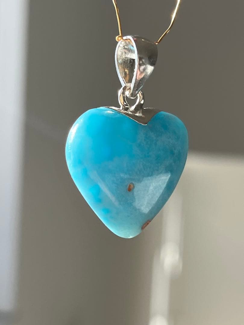 天然石☆高品質！ラリマーハート型ペンダントップ☆濃いブルーが美しい