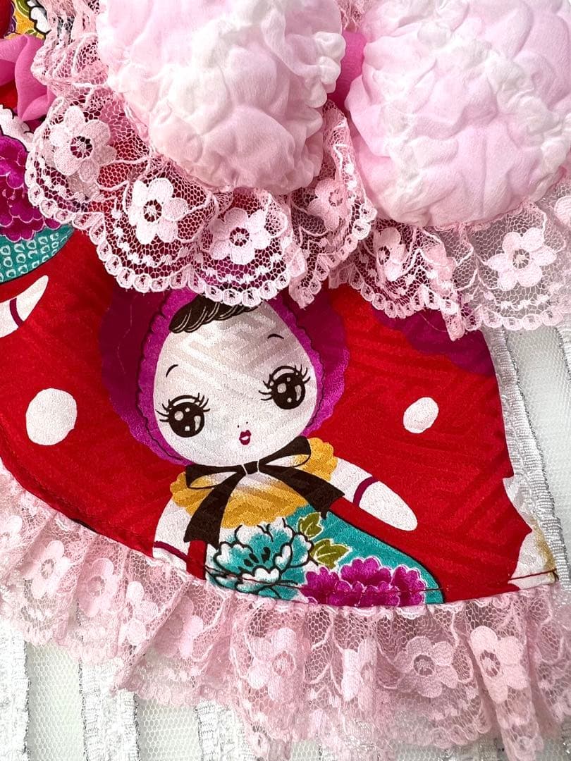 犬服ハンドメイド浴衣浴衣ワンピ髪どめ付き