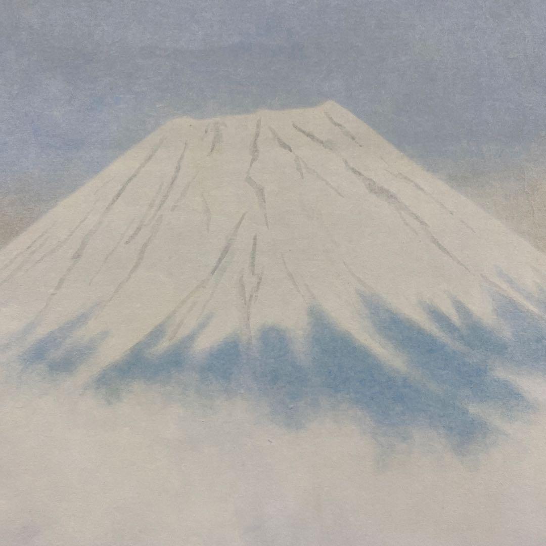 美品 掛け軸 扇敏文作 富士朝陽図 共箱 太巻き付 縁起物 日の出