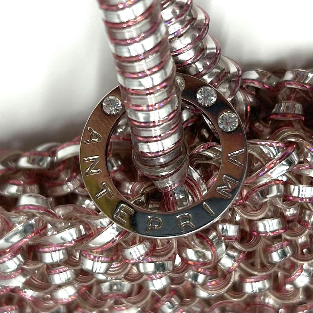 【極美品】アンテプリマ スタンダードスクエア ピンクシルバー ハンドバッグ