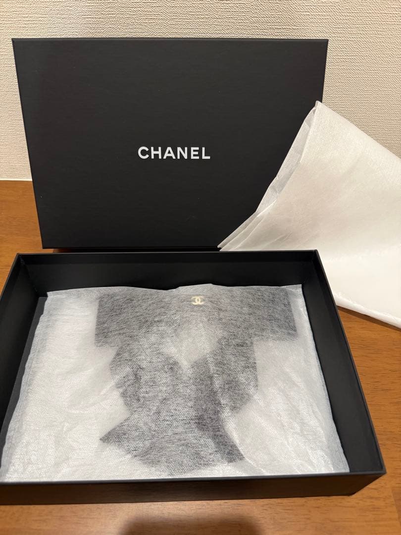 新品　シャネル ココマーク リボン 24V バレッタ GP×ベロア ブラック