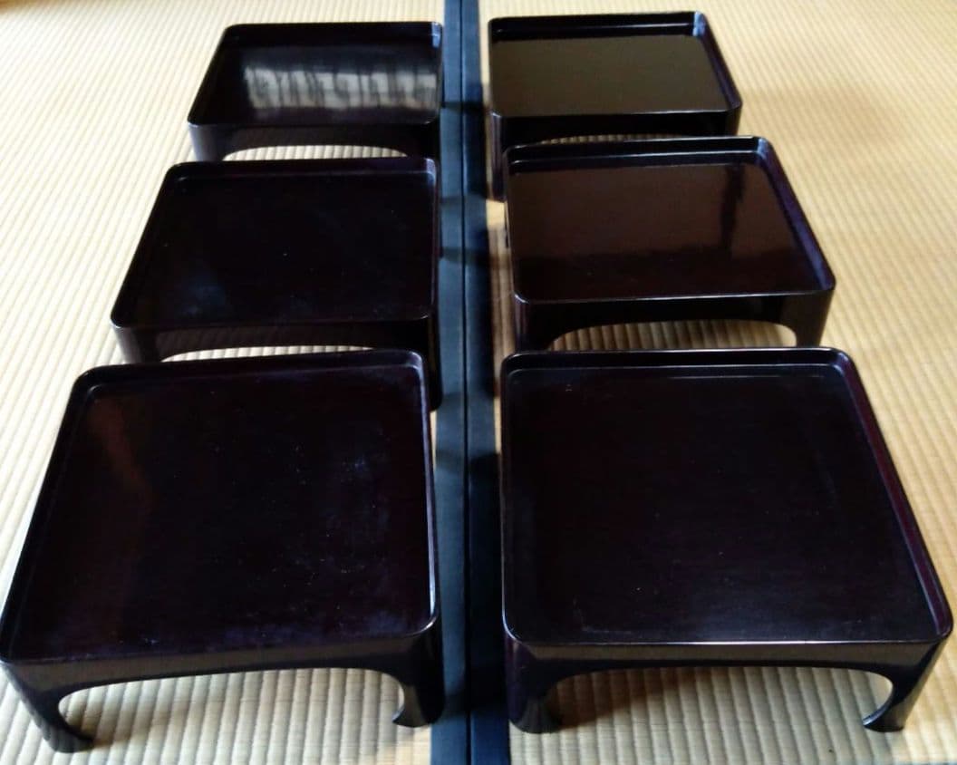 【骨董】足付き膳　10膳　 漆器　漆塗り　木製