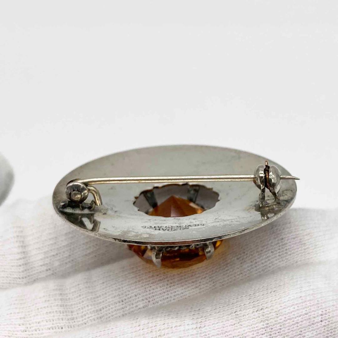 ケルトのブローチ 渦巻き紋様 水晶 シルバーメッキ MIZPAH社 s0905