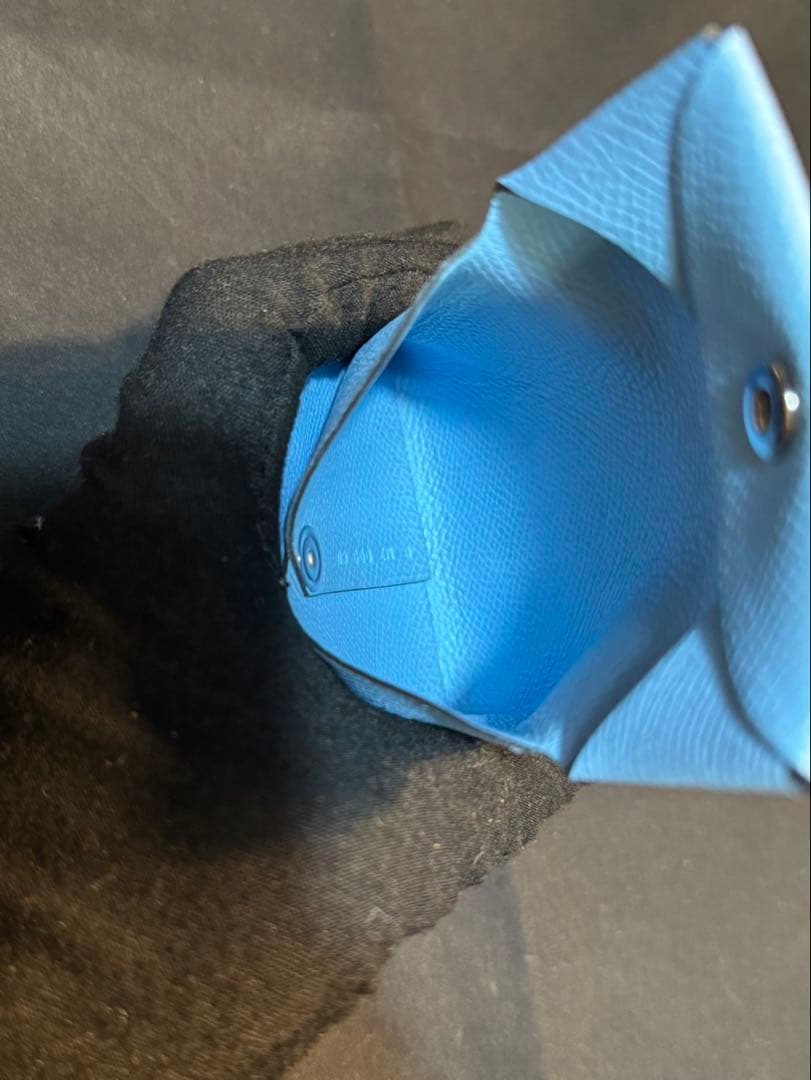 HERMESエルメス 高級レザー ブルー ケース バスティア