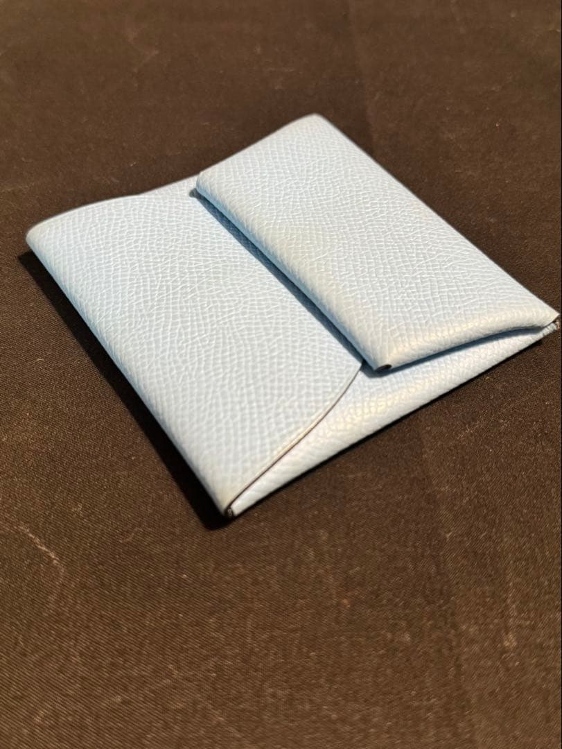 HERMESエルメス 高級レザー ブルー ケース バスティア