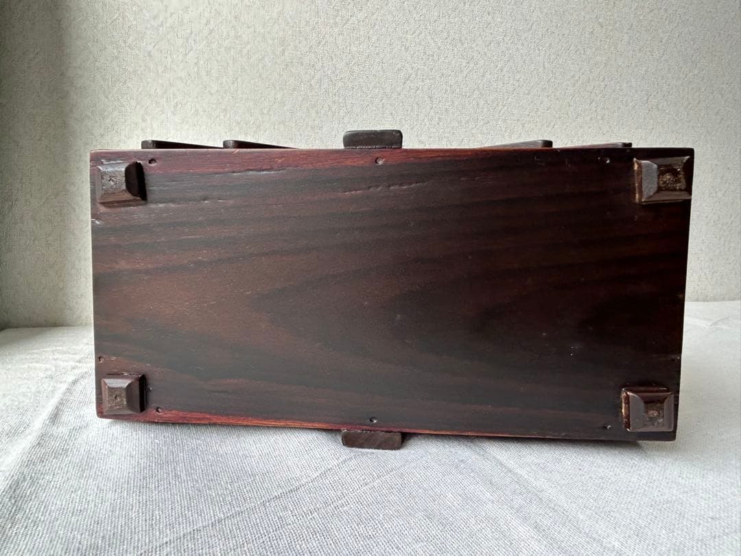 木製彫刻 裁縫箱 小物入れ 収納ボックス レリーフ アンティーク