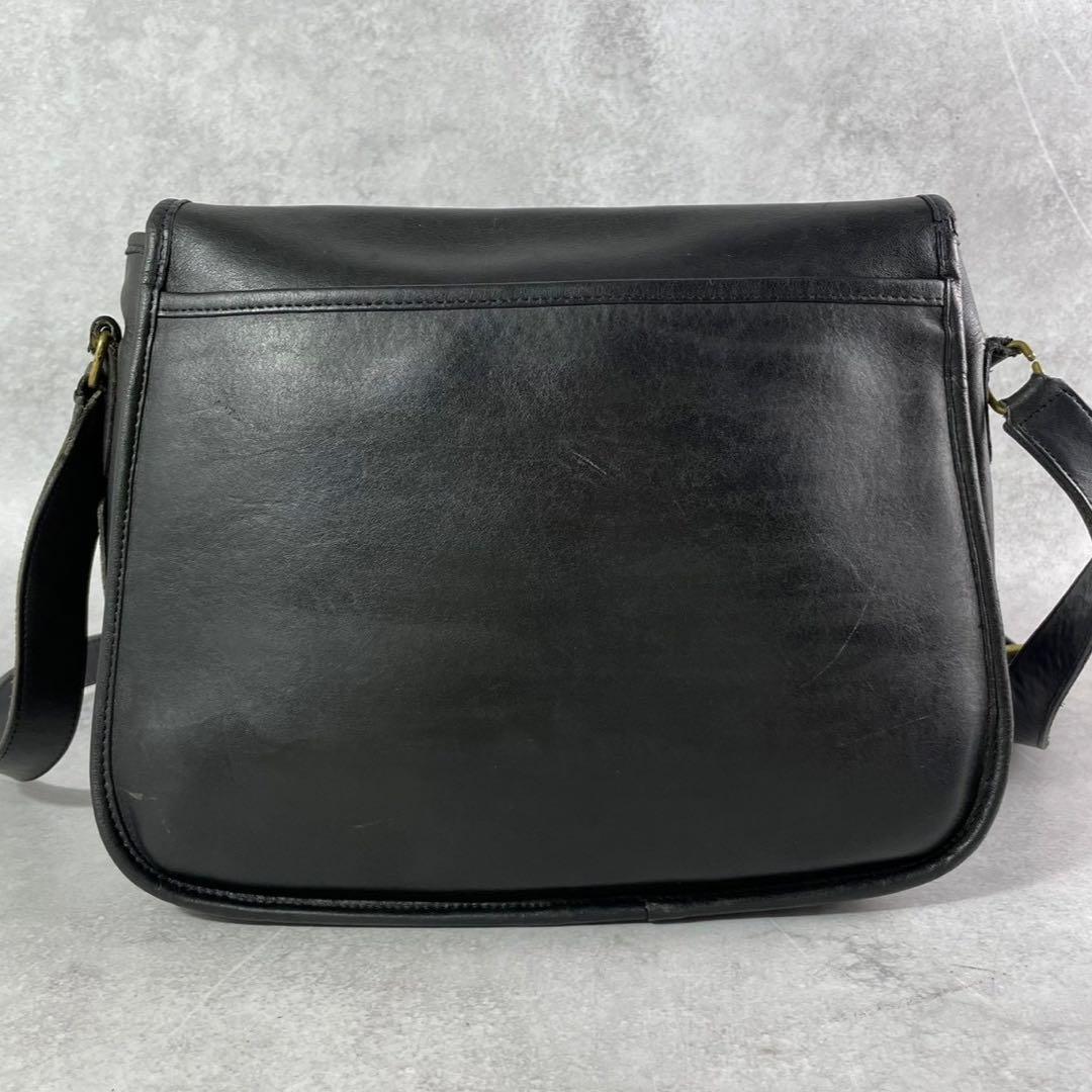 美品✨オールドコーチ　ショルダーバッグ　ターンロック　USA製 レザー　ブラック