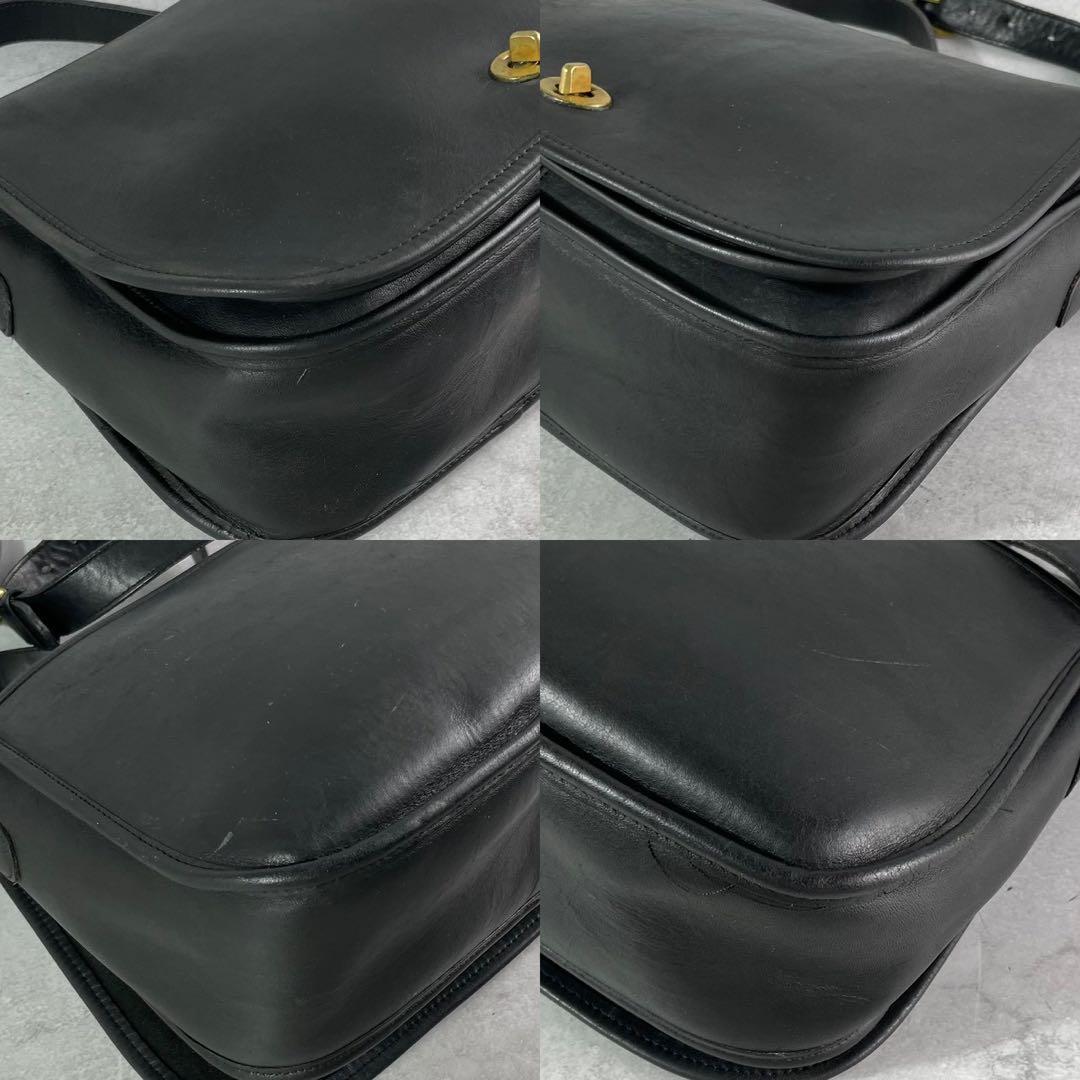 美品✨オールドコーチ　ショルダーバッグ　ターンロック　USA製 レザー　ブラック