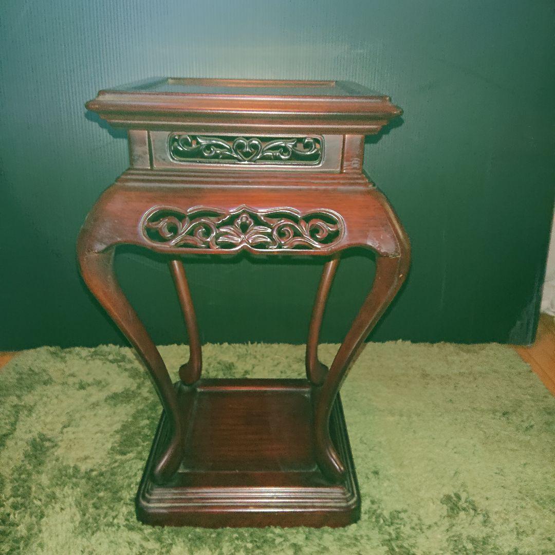 唐木螺鈿花台高足透かし