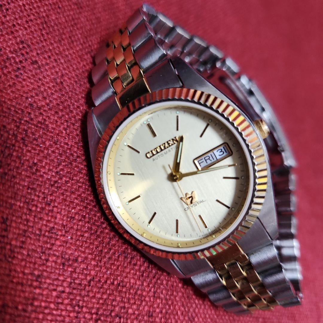 ビンテージCITIZENクリスタルセブン フルーテッドベゼル デイデイト コンビ
