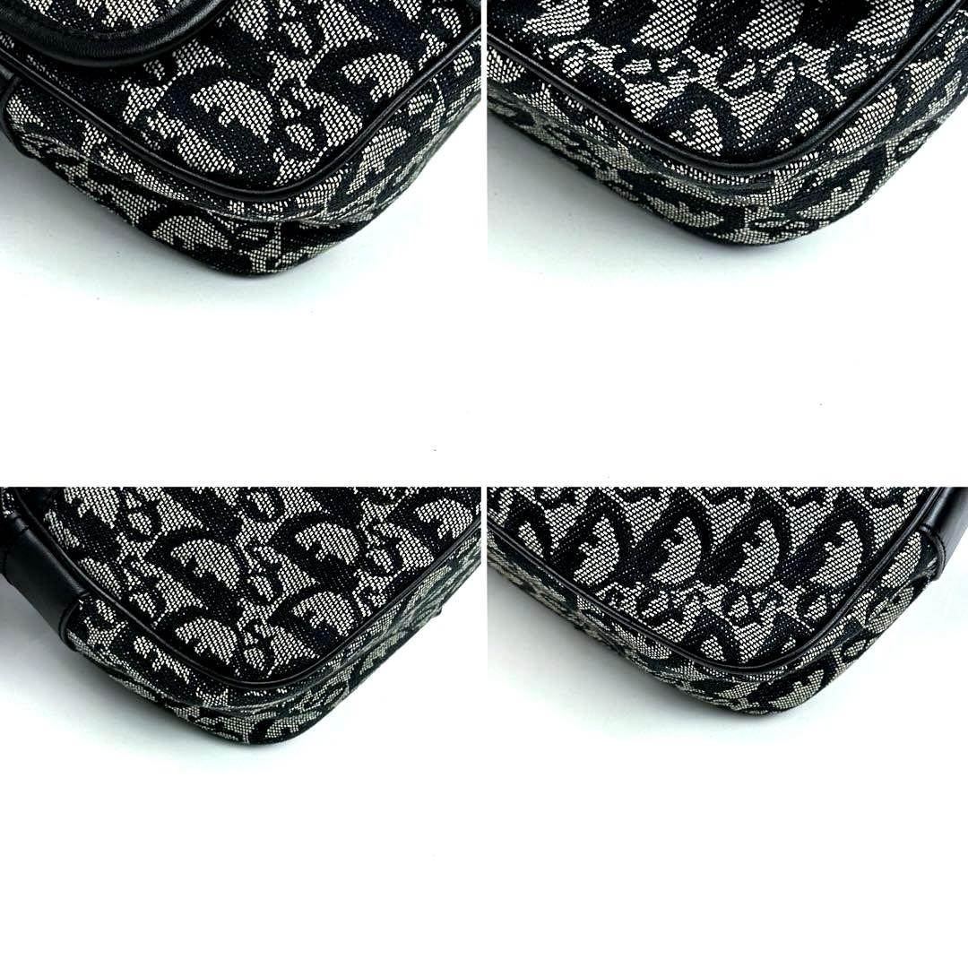【美品】ディオール　ショルダーバッグ　トロッター　キャンバス　レザー　灰色　黒色