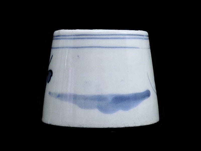 古伊万里　染付　笹に牡丹の図　蕎麦猪口　A899AS-CDg