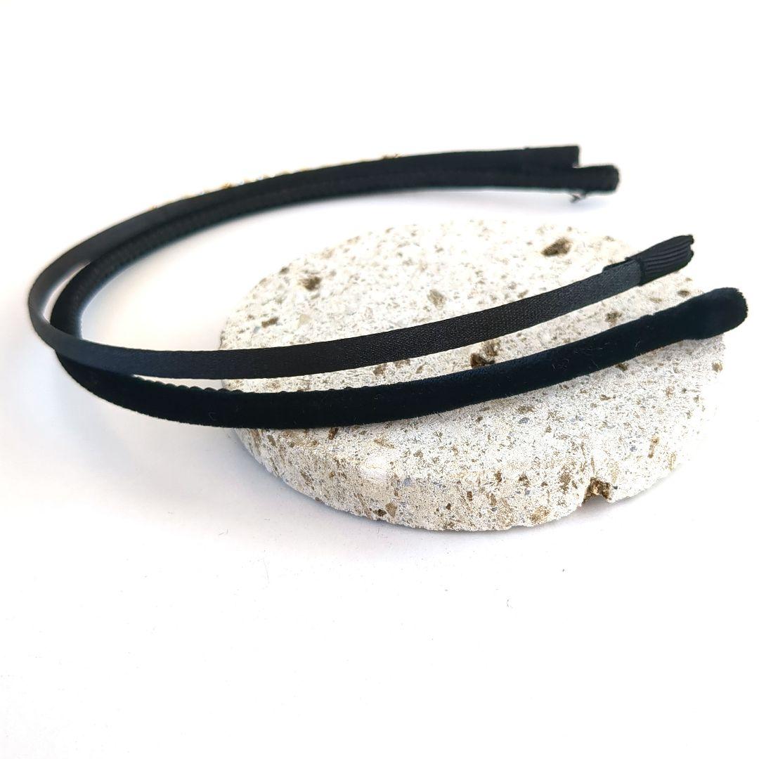 コンプレックスビズ*2本セットパール装飾　細ヘアバンド 黒