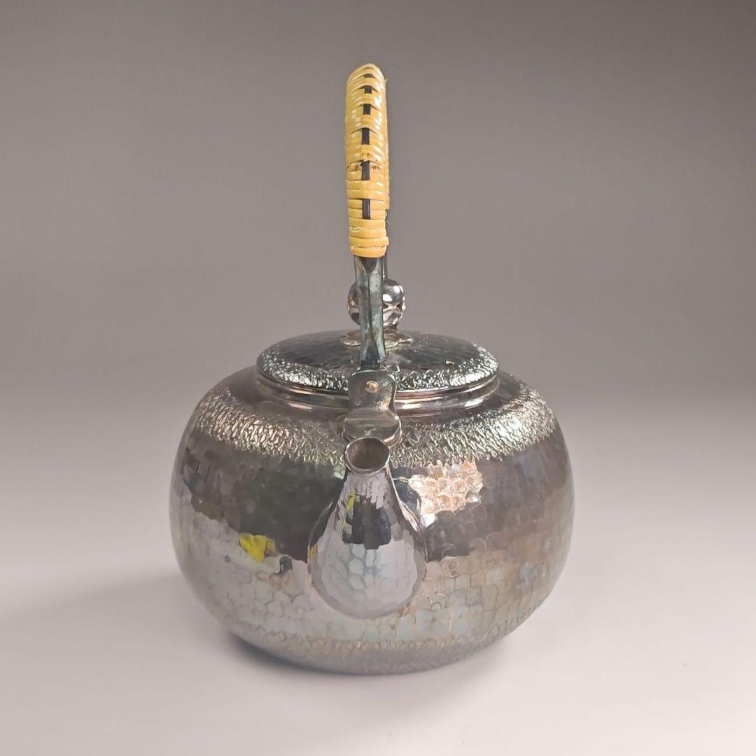 ウ303 急須『銀川堂 峰斎作』『燻銀 いぶし銀 水注 薬缶』茶道具 銅製