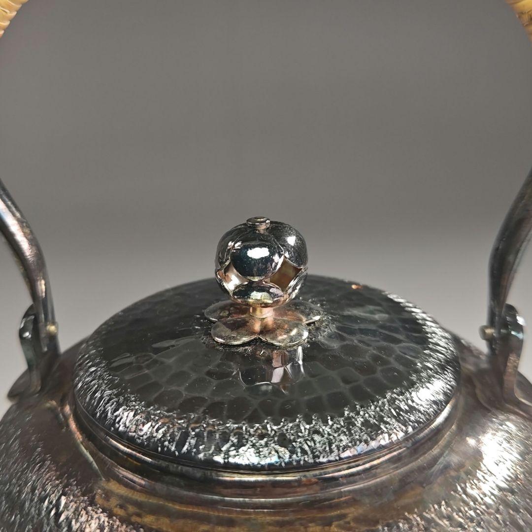 ウ303 急須『銀川堂 峰斎作』『燻銀 いぶし銀 水注 薬缶』茶道具 銅製