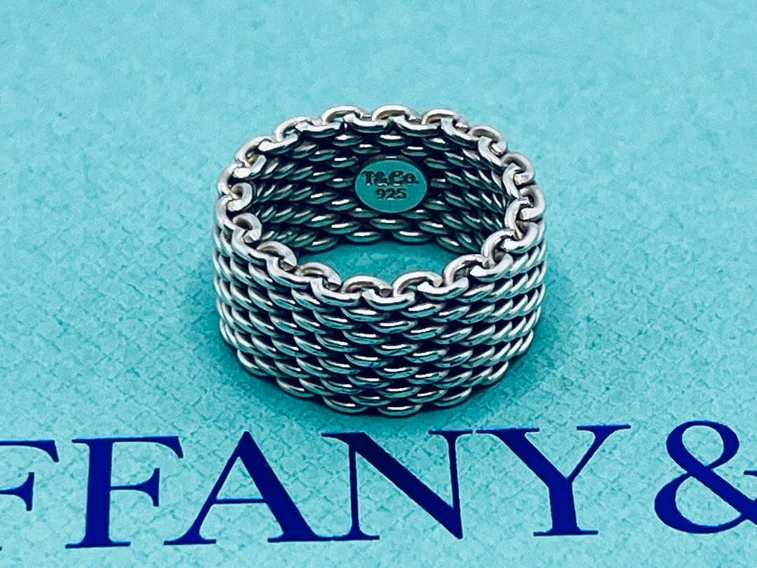 c892 オールド　ティファニー　サマセット　メッシュ　リング　925 約9号