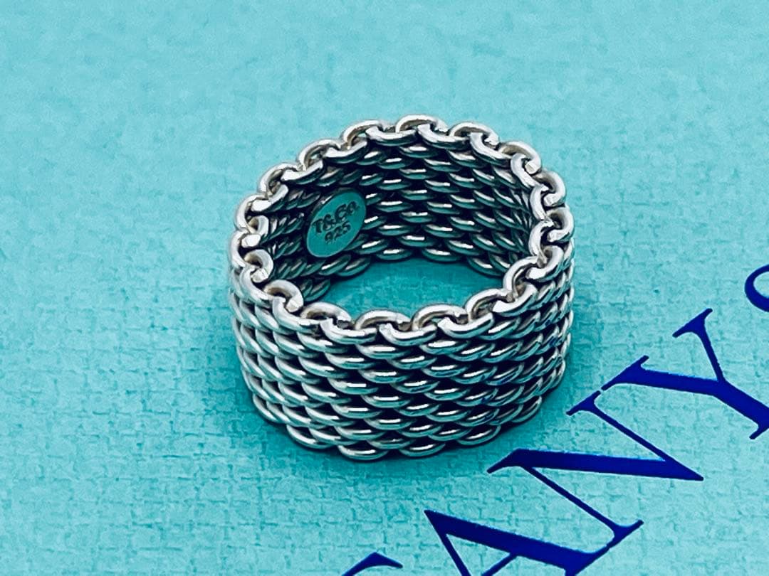 c892 オールド　ティファニー　サマセット　メッシュ　リング　925 約9号