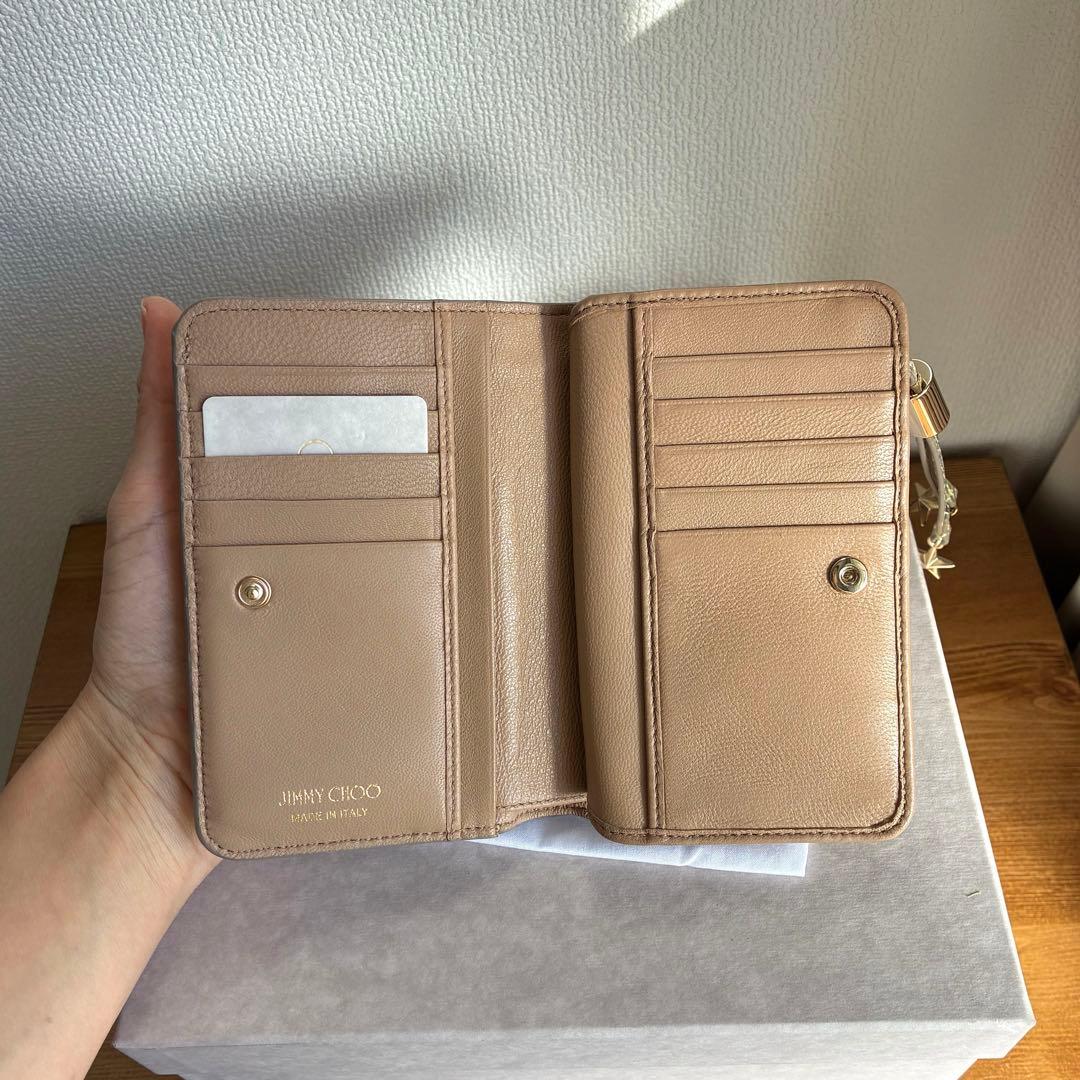 最終価格☆新品未使用JIMMY CHOOゴールド×クリスタルスタッズ 二つ折り