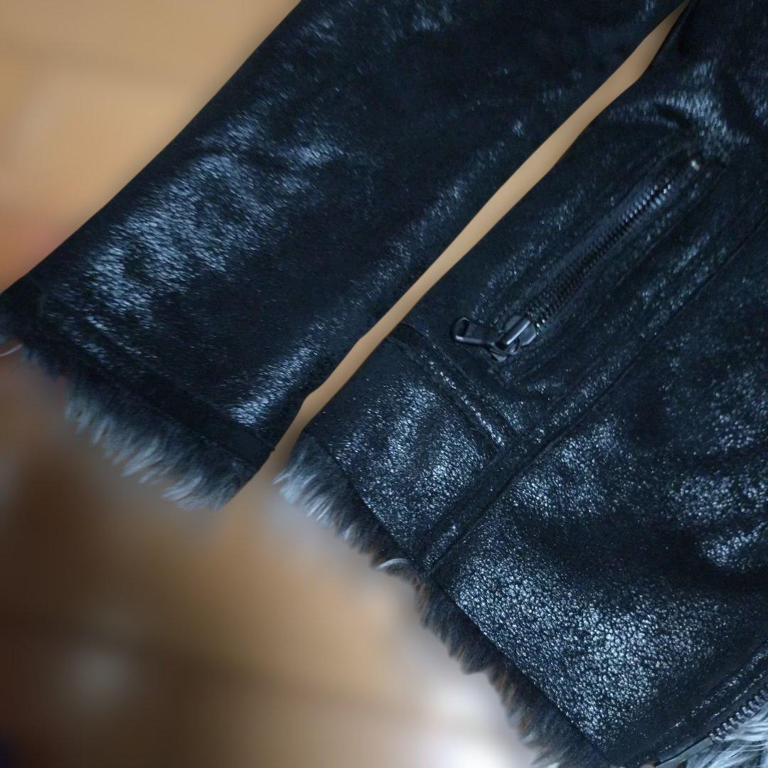 カスタムカルチャー 光沢レザー風フェイクムートンファーライダース