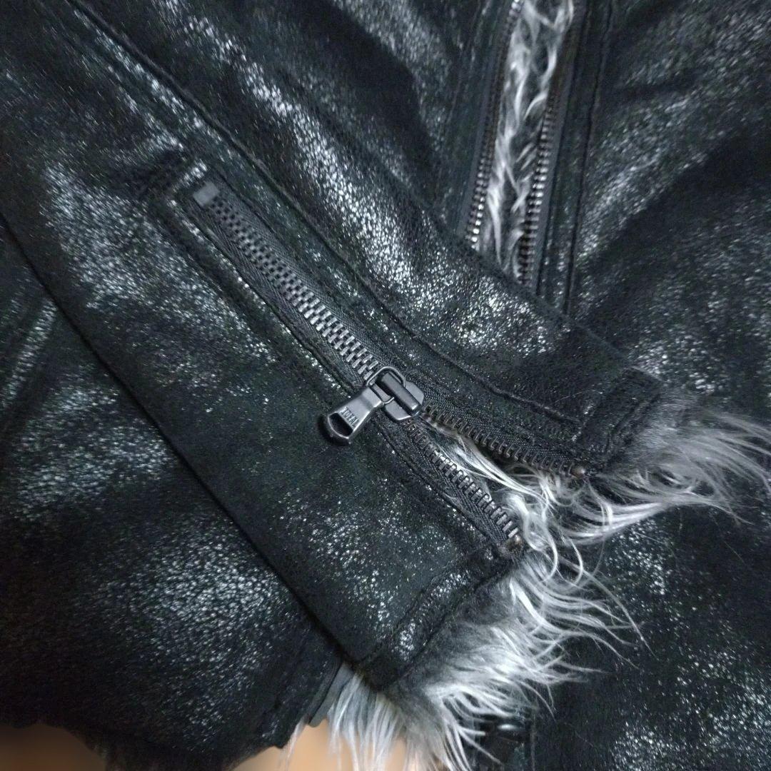 カスタムカルチャー 光沢レザー風フェイクムートンファーライダース