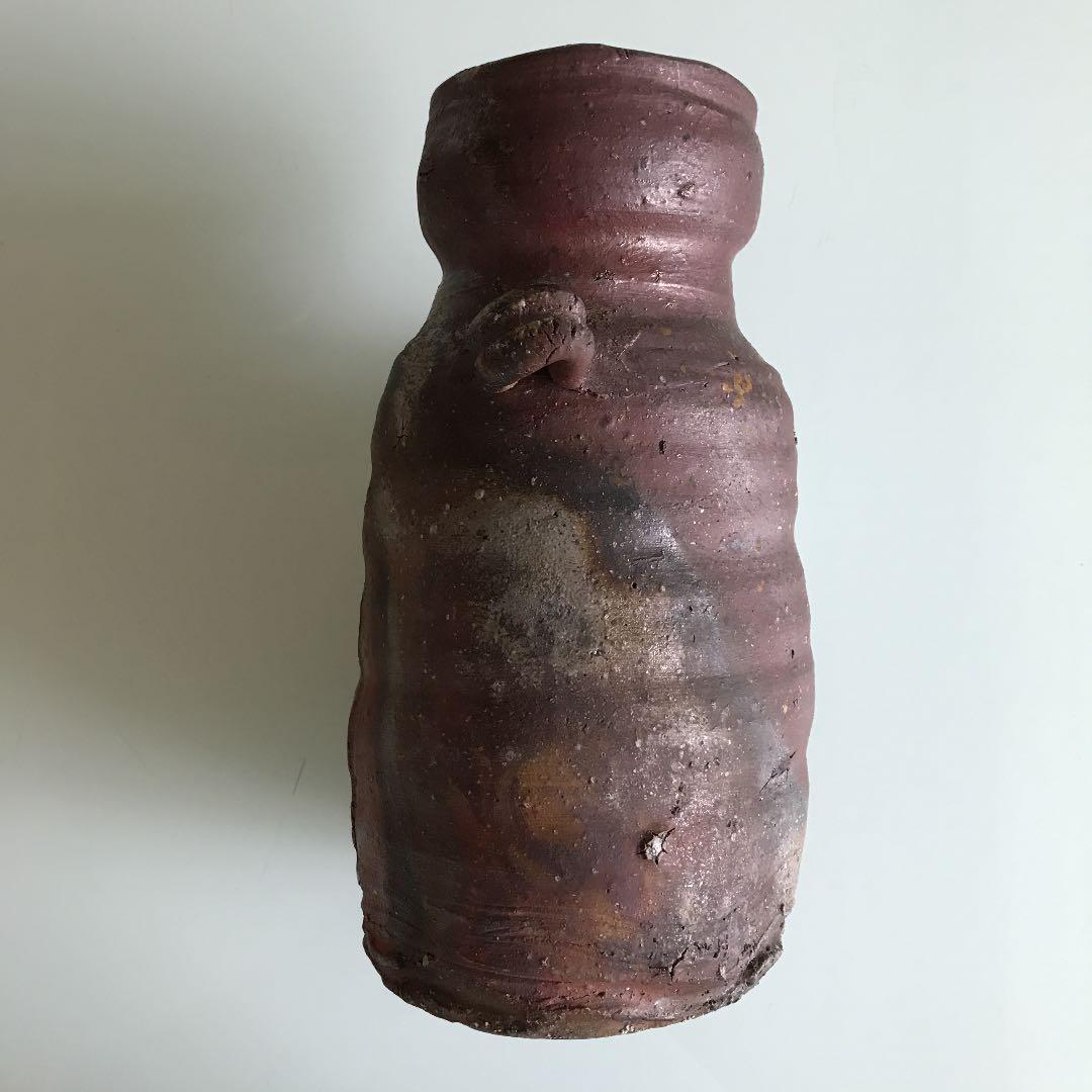 備前耳付花入 竹子窯 西川政美造 茶花 花入