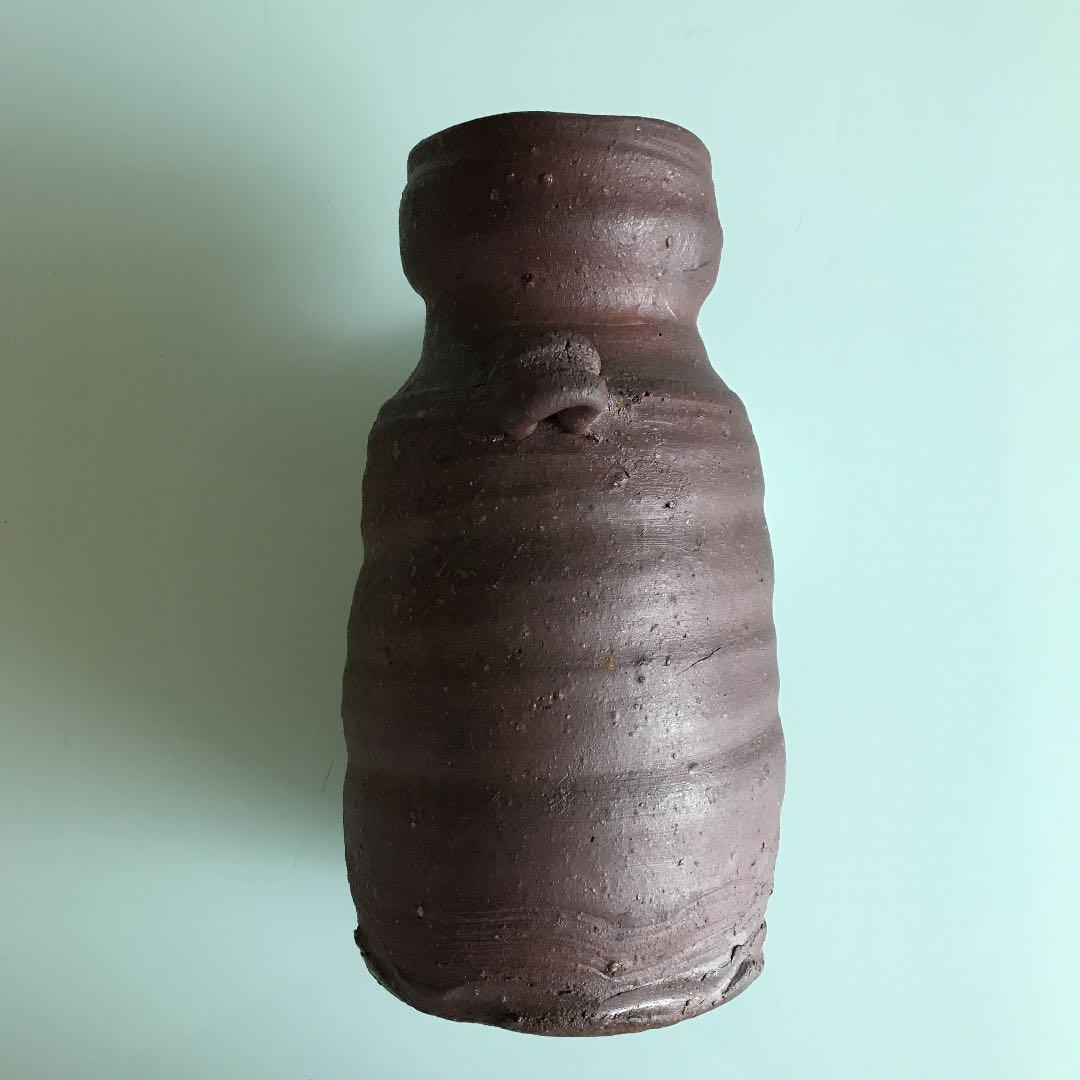 備前耳付花入 竹子窯 西川政美造 茶花 花入