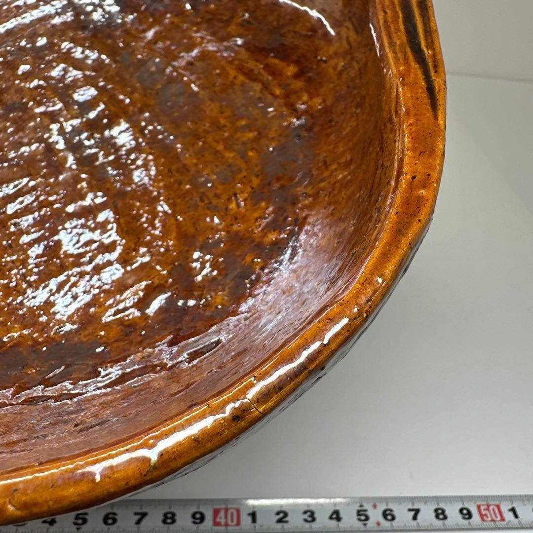 十六代　大樋長左衛門　大樋楽吉貝形大鉢　共箱　最大幅約28㎝　東Y7-0423⑤