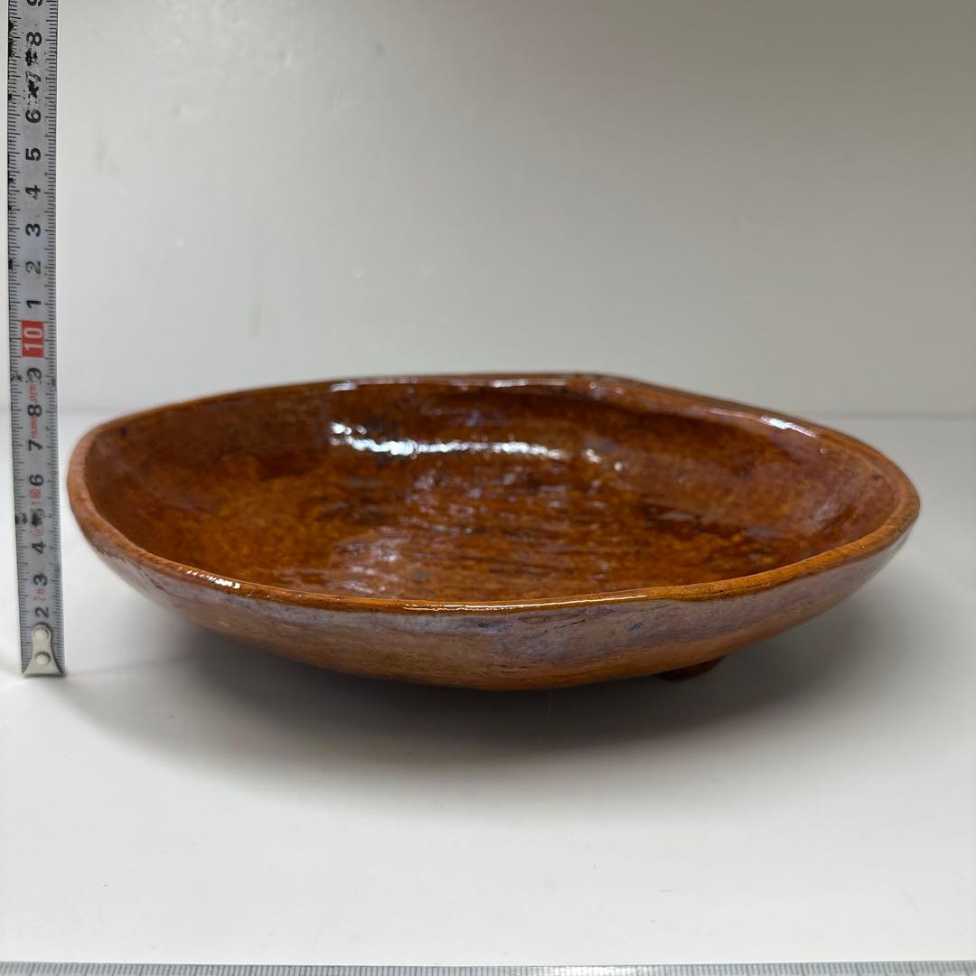 十六代　大樋長左衛門　大樋楽吉貝形大鉢　共箱　最大幅約28㎝　東Y7-0423⑤