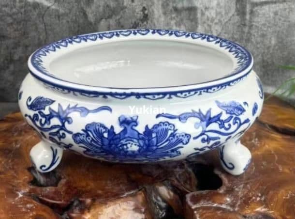 青花磁陶鉢 磁器 花碗 盆栽鉢 植木鉢 小品盆栽鉢 大品盆栽鉢