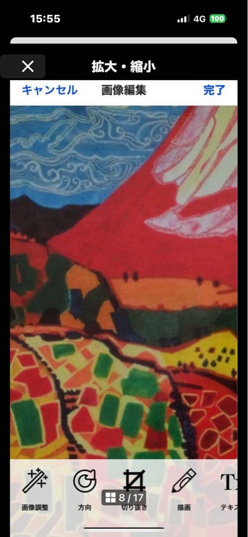 作者名 片岡球子 画題( 赤富士 ) 日本画( 複製 ) 作品状態良好