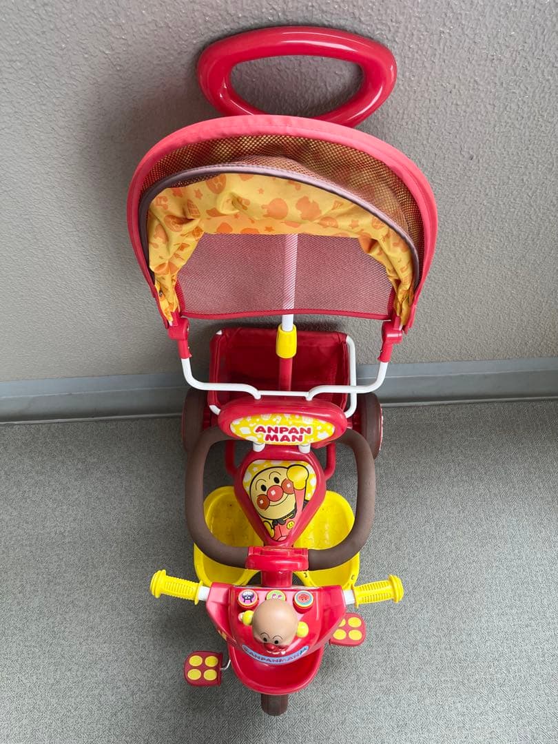 アンパンマンデラックス三輪車サンシェード付き アンパンマンDX 赤子供