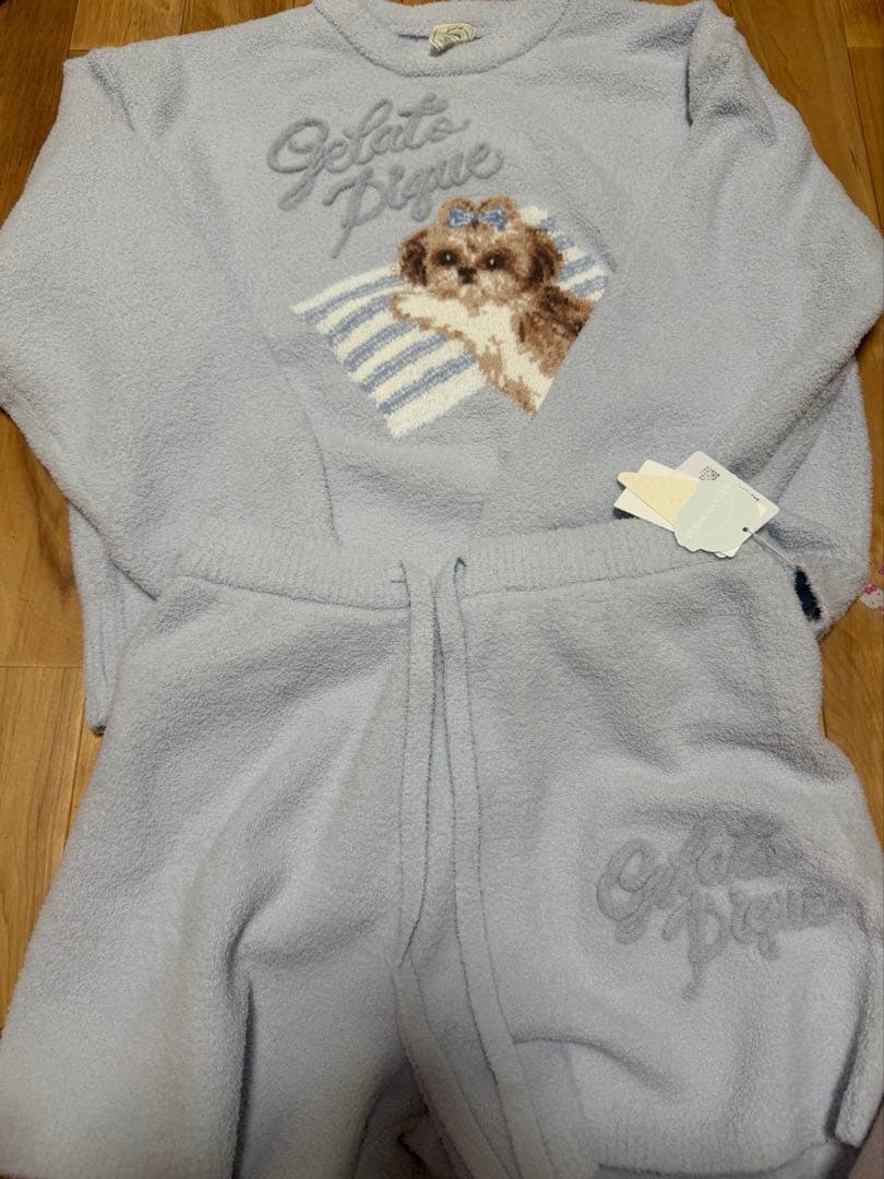 ジェラートピケ　シーズージャガードプルオーバー ブルー セットアップ タグ付き