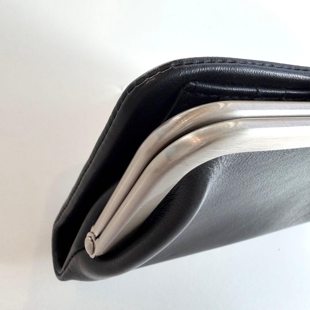 agnes b. アニエスベー 二つ折り財布 ブラック がま口 レザー 【美品