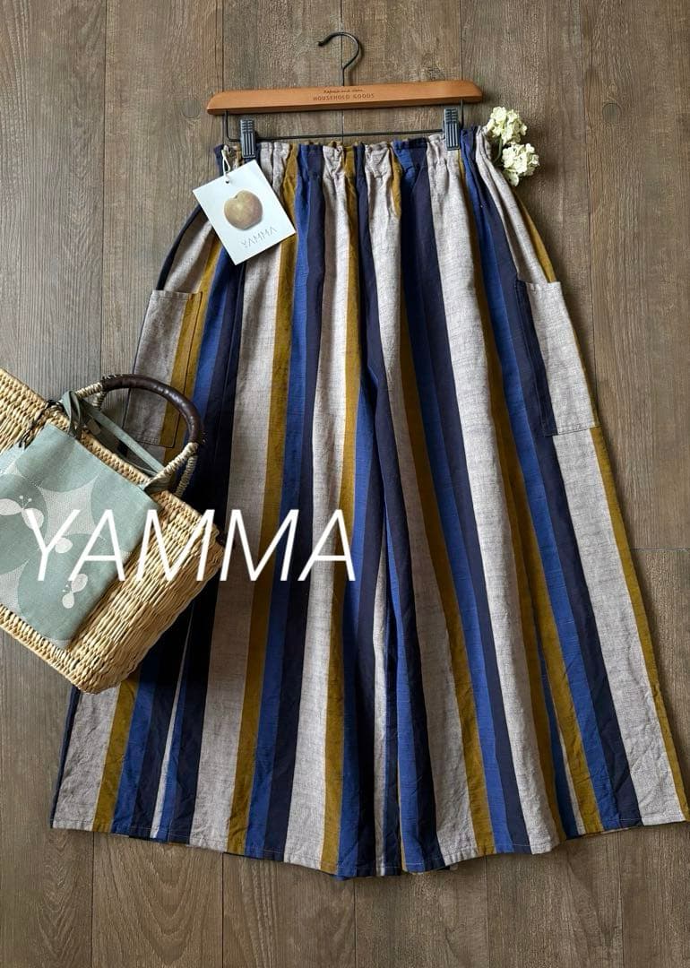 ꕤ極美品ꕤ ヤンマ産業　会津木綿キュロットパンツ　はかま丈 ①のぞみ縞
