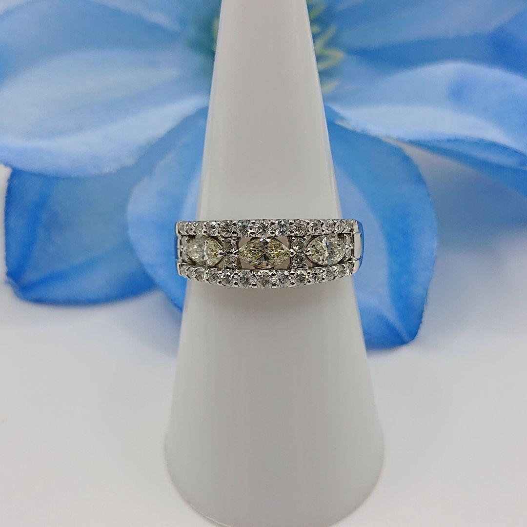 チョコママ様1カラット 真ん中マーキース 天然ダイヤモンドリング プラチナ900