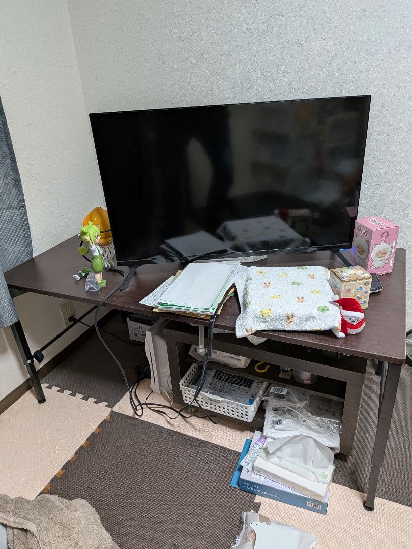 ダークブラウン パソコンデスク 引き出し付き