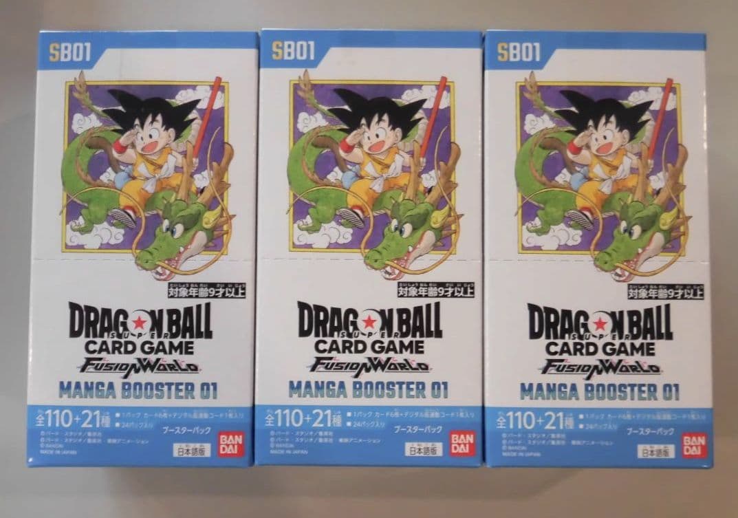 ドラゴンボール MANGA BOOSTER 01 3BOX テープ付き ドラゴンボール MANGA BOOSTER 01 3BOX未開封テープ付き