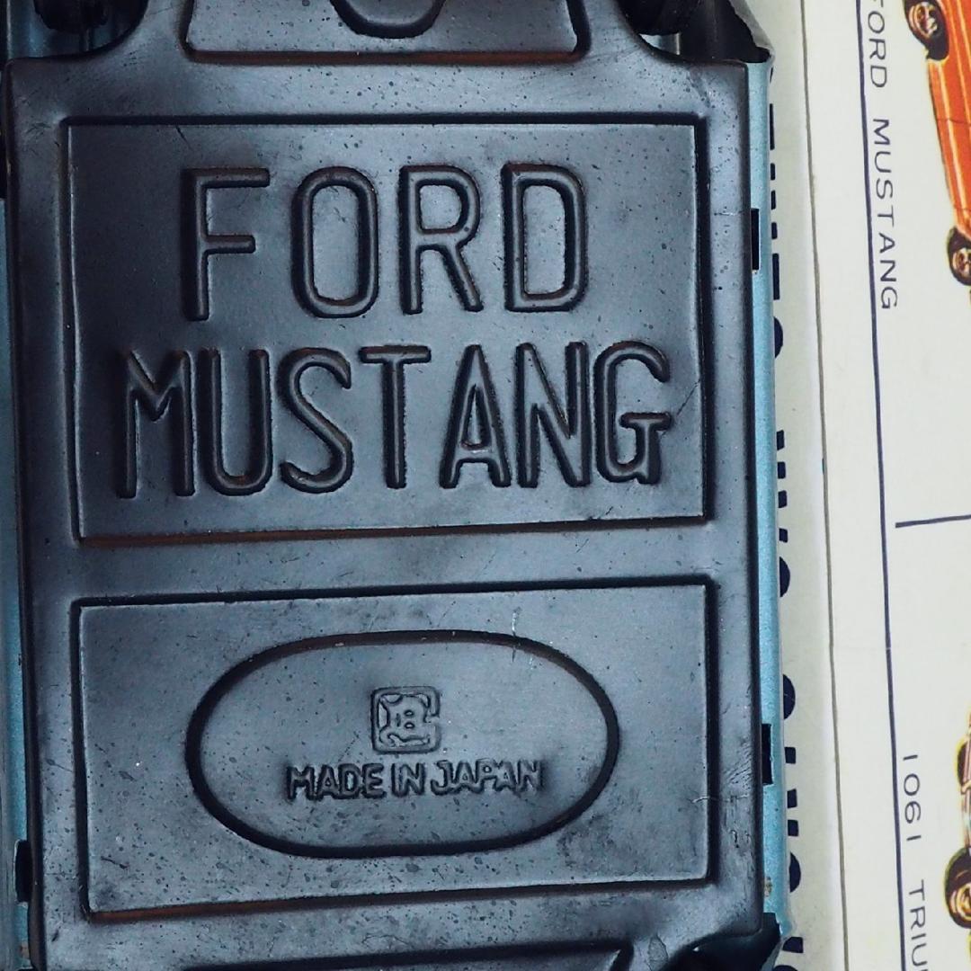 旧バンダイ【 フォード マスタング青】ブリキ自動車 tin toy car 箱付
