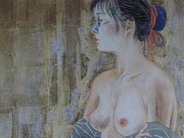 内田あぐり、【待つ人】、希少な額装用画集より、新品額装付、状態良好