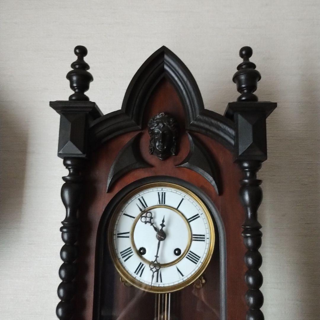 ナ*ナ様 掛時計　３面ガラス　巻き鍵付き　柱時計 　ゼンマイ式