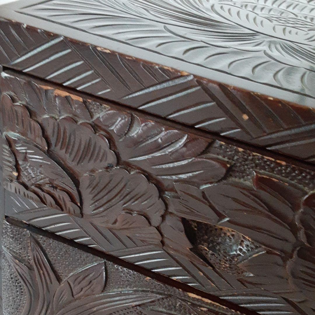 注文 日光彫りの三段小引き出し 未使用 日光彫 軽井沢彫 小箪笥