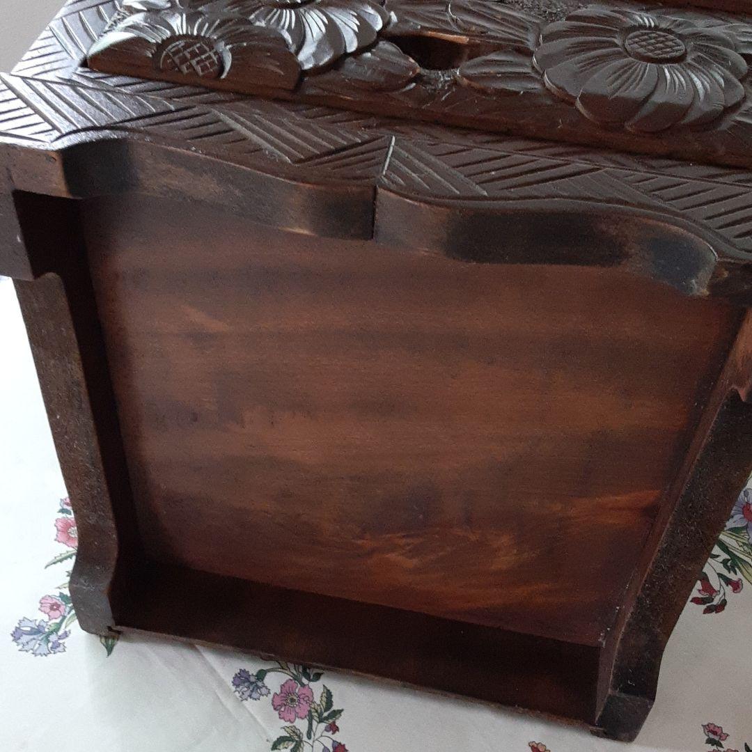 注文 日光彫りの三段小引き出し 未使用 日光彫 軽井沢彫 小箪笥